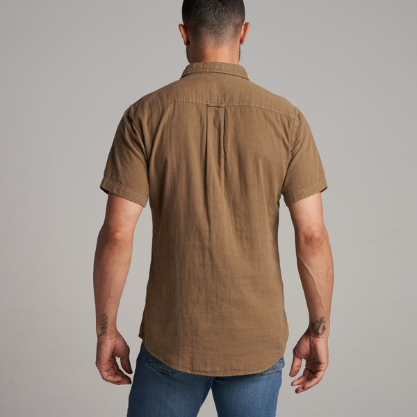 Mens Leeds Cotton Gauze Short Sleeve Shirt MWTP0017 Umber