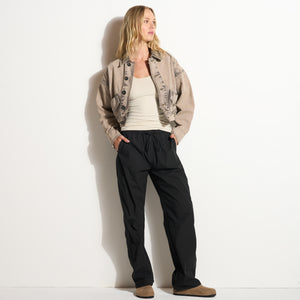 Womens Lewis Canvas Barn Bomber WWOW0008 Pebble Stone