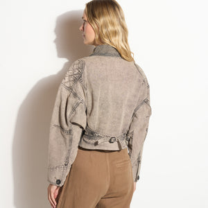 Womens Lewis Canvas Barn Bomber WWOW0008 Pebble Stone