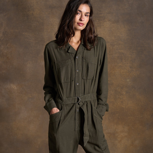 Womens Lincoln Long Sleeve Jumpsuit WWJR0002 Olive