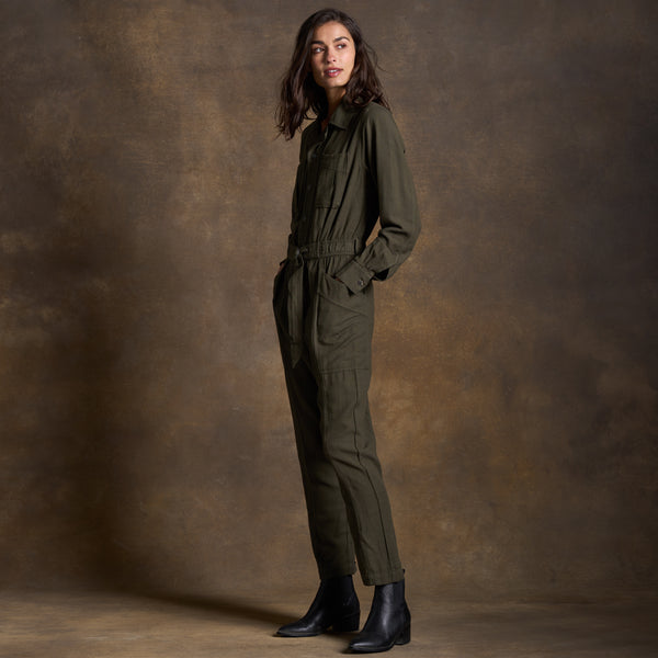 Womens Lincoln Long Sleeve Jumpsuit WWJR0002 Olive