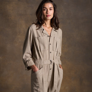 Womens Lincoln Long Sleeve Jumpsuit WWJR0002 Stone