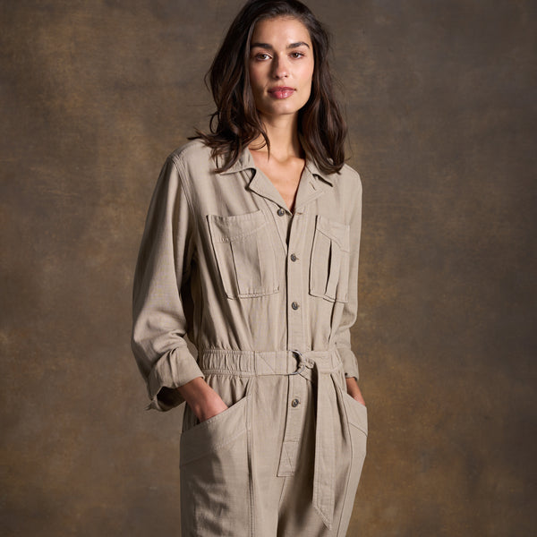 Womens Lincoln Long Sleeve Jumpsuit WWJR0002 Stone