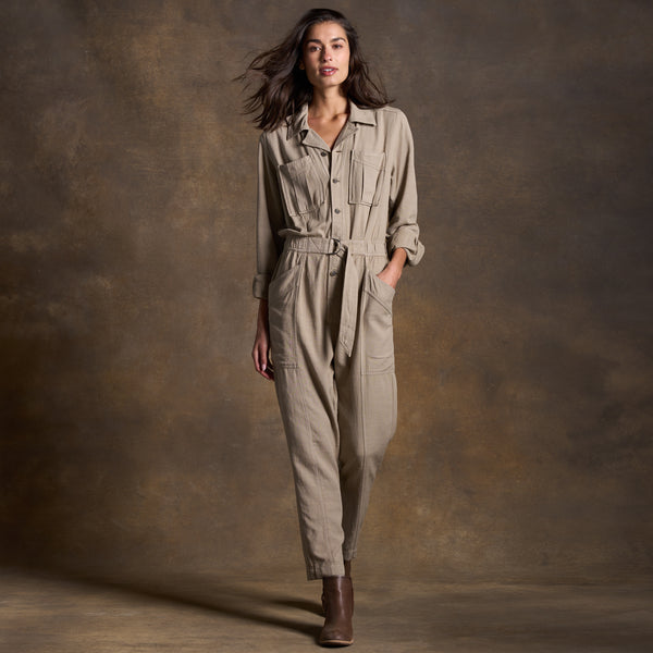 Womens Lincoln Long Sleeve Jumpsuit WWJR0002 Stone