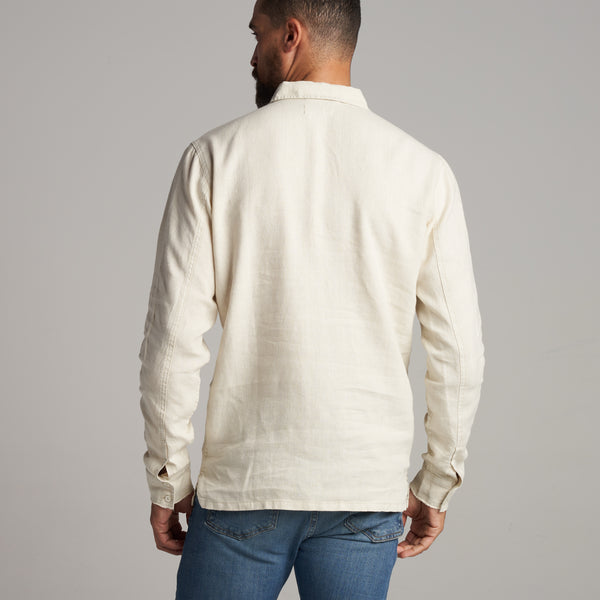 Mens Lyons Long Sleeve Linen Shirt MWTP0013 Bone