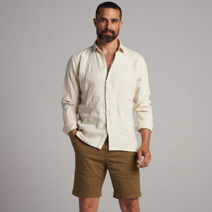 Mens Lyons Long Sleeve Linen Shirt MWTP0013 Bone