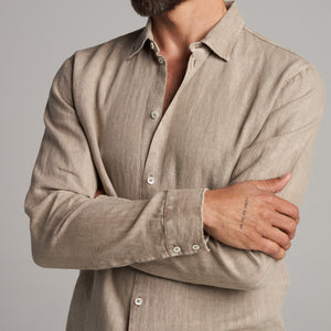 Mens Lyons Long Sleeve Linen Shirt MWTP0013 Stone