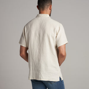 Mens Lyons Short Sleeve Linen Shirt MWTP0014 Bone