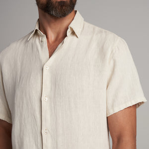 Mens Lyons Short Sleeve Linen Shirt MWTP0014 Bone