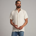Mens Lyons Short Sleeve Linen Shirt MWTP0014 Bone