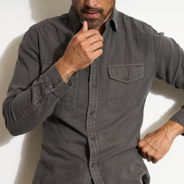 Mens Leeds Double Layer Cotton Gauze Shirt MWTP0010 Faded Black