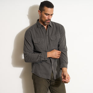 Mens Leeds Double Layer Cotton Gauze Shirt MWTP0010 Faded Black