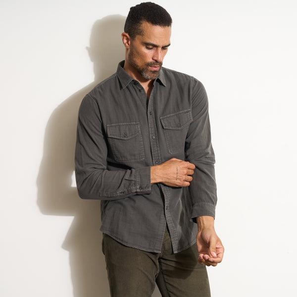 Mens Leeds Double Layer Cotton Gauze Shirt MWTP0010 Faded Black