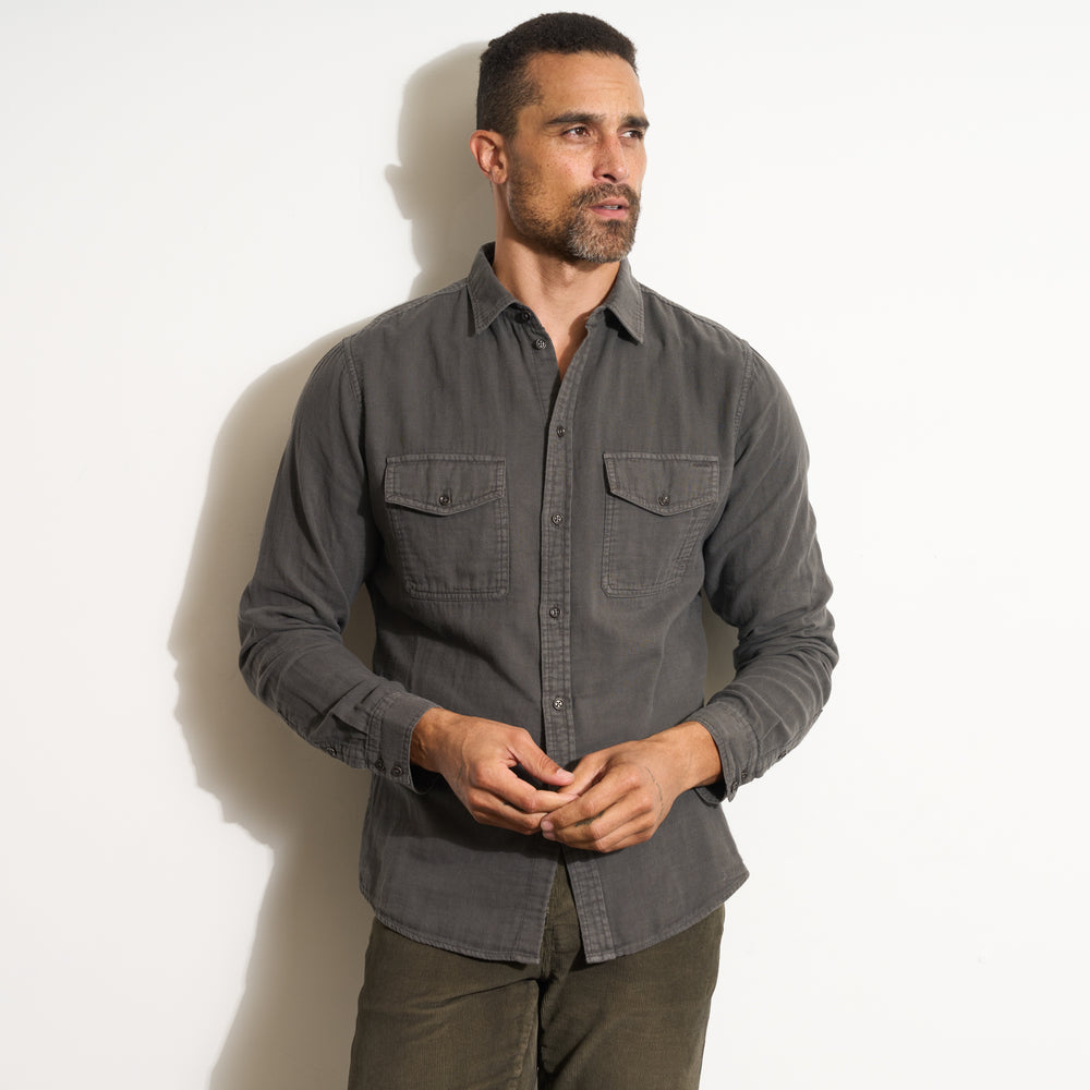 Mens Leeds Double Layer Cotton Gauze Shirt MWTP0010 Faded Black