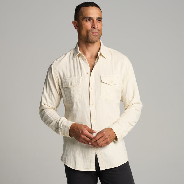 Mens Leeds Double Layer Cotton Gauze Shirt MWTP0010 Bone