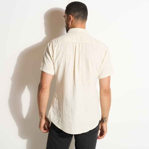 Mens Leeds Cotton Gauze Short Sleeve Shirt MWTP0017 Bone