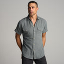 Mens Leeds Cotton Gauze Short Sleeve Shirt MWTP0017 Flint Gray