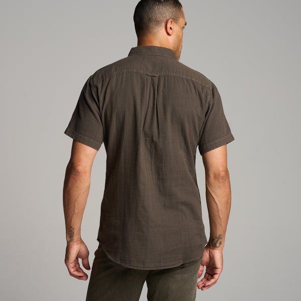 Mens Leeds Cotton Gauze Short Sleeve Shirt MWTP0017 Hickory