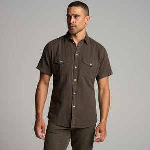 Mens Leeds Cotton Gauze Short Sleeve Shirt MWTP0017 Hickory