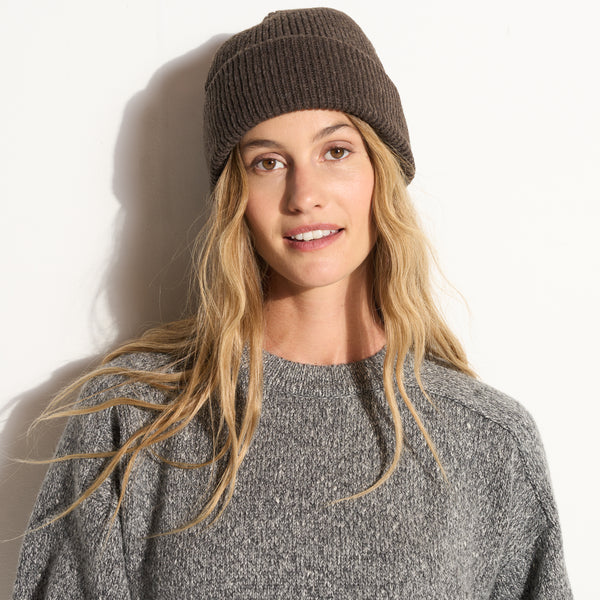 Womens Lennox Double-Rolled Beanie AWHA0005 Hickory O S