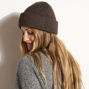 Womens Lennox Double-Rolled Beanie AWHA0005 Hickory O S