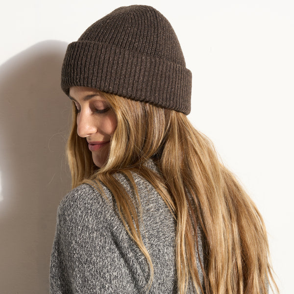 Womens Lennox Double-Rolled Beanie AWHA0005 Hickory O S