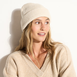 Womens Lennox Double-Rolled Beanie AWHA0005 Bone O S