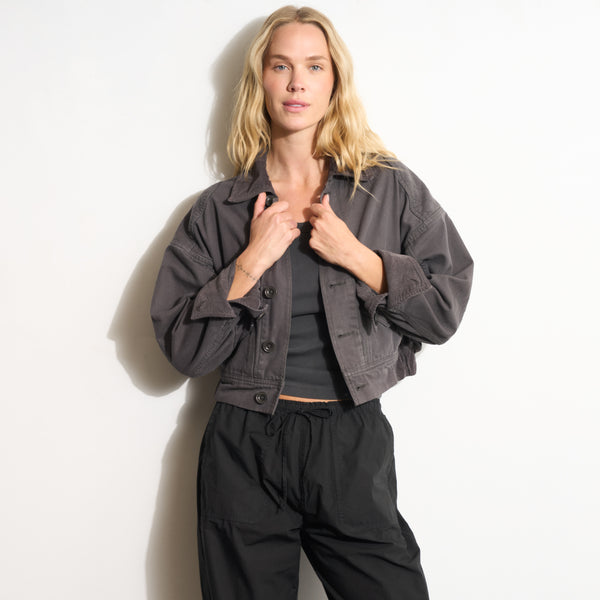 Womens Lewis Canvas Barn Bomber WWOW0008 Faded Black