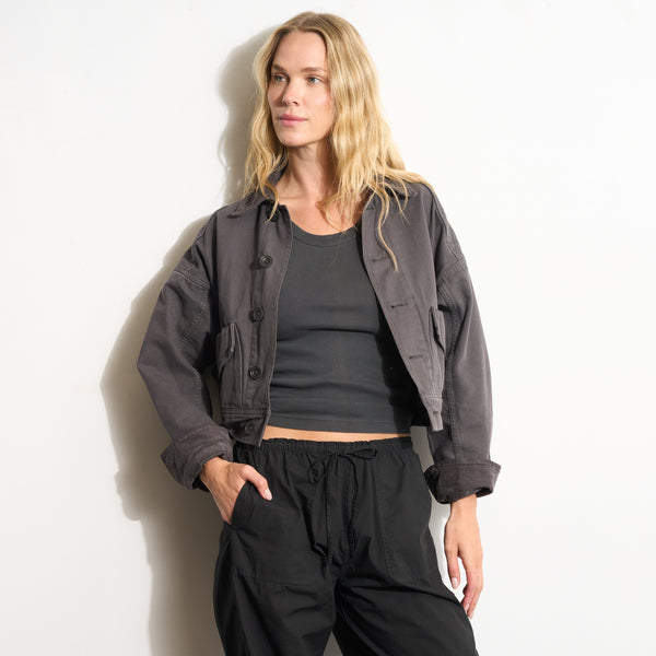 Womens Lewis Canvas Barn Bomber WWOW0008 Faded Black