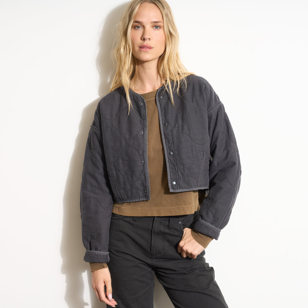 Womens Lewis Quilted Bomber Liner WWOL0001 Faded Black