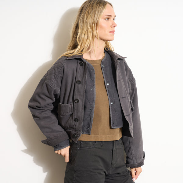 Womens Lewis Canvas Barn Bomber WWOW0008 Faded Black