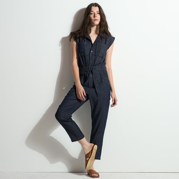 Womens Lincoln Japanese Fluid Denim Jumpsuit WWJR0003FD Raw Indigo