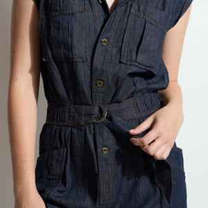 Womens Lincoln Japanese Fluid Denim Jumpsuit WWJR0003FD Raw Indigo
