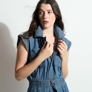 Womens Lincoln Japanese Fluid Denim Jumpsuit WWJR0003FD Vintage Blue