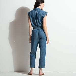 Womens Lincoln Japanese Fluid Denim Jumpsuit WWJR0003FD Vintage Blue