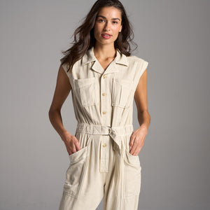 Womens Lincoln Muscle Tank Jumpsuit WWJR0003 Bone
