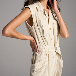 Womens Lincoln Muscle Tank Jumpsuit WWJR0003 Bone