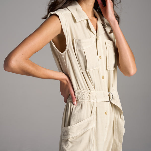 Womens Lincoln Muscle Tank Jumpsuit WWJR0003 Bone
