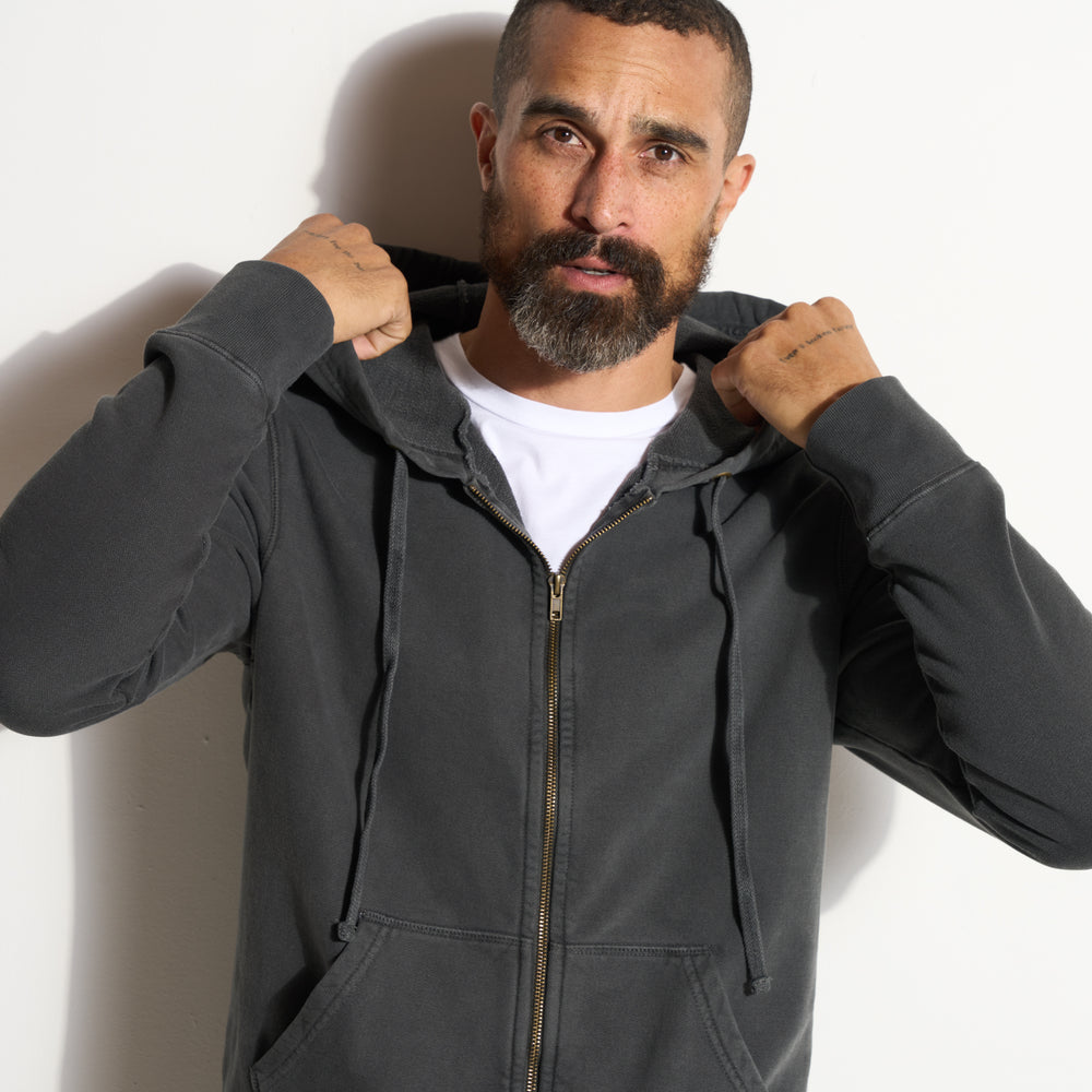 Mens Luke Zip Hoodie MKLT0003 Faded Black