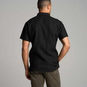 Mens Lyons Short Sleeve Linen Shirt MWTP0014 Black
