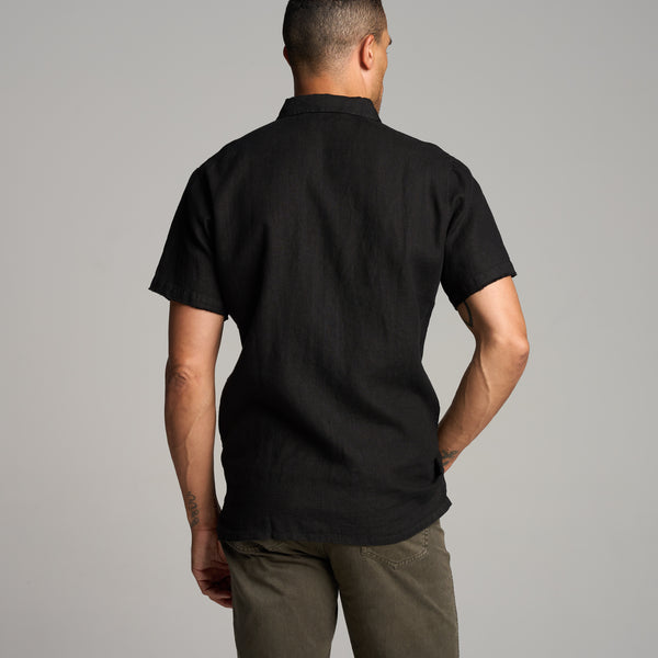 Mens Lyons Short Sleeve Linen Shirt MWTP0014 Black