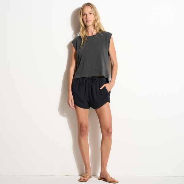 Womens Milo Drape Denim Twill Rec Short WWSR0005 Washed Black
