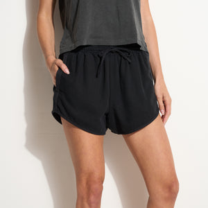 Womens Milo Drape Denim Twill Rec Short WWSR0005 Washed Black