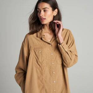 Womens Merritt Drape Twill Shirt Dress WWDR0003 Saddle Brown