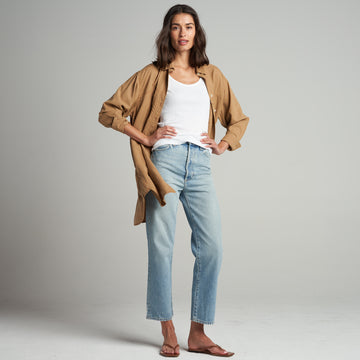 Womens Merritt Drape Twill Shirt Dress WWDR0003 Saddle Brown