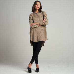 Womens Merritt Drape Twill Shirt Dress WWDR0003 Stone