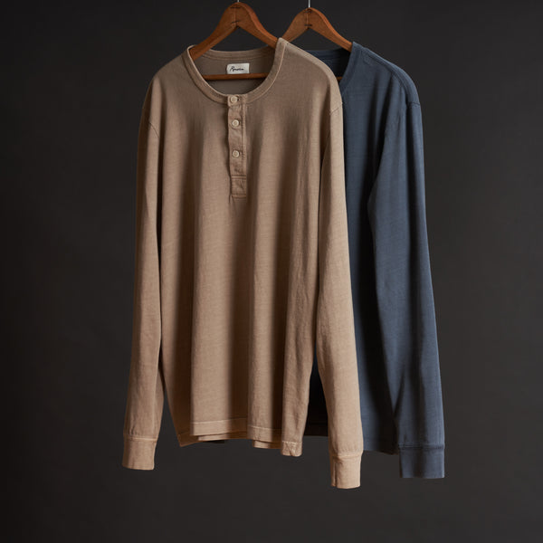 Mens Midland Long Sleeve Henley MKTP0017 Stone