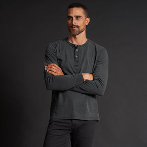 Mens Midland Long Sleeve Henley MKTP0017 Faded Black