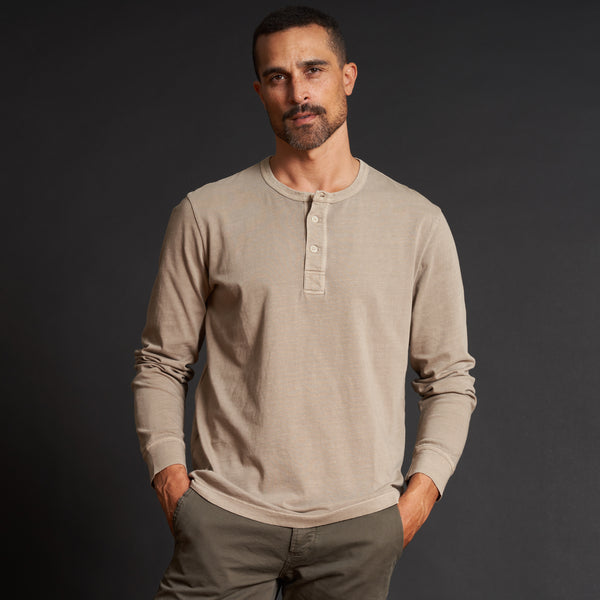 Mens Midland Long Sleeve Henley MKTP0017 Stone