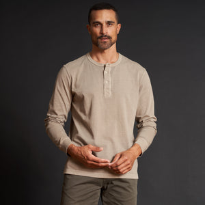 Mens Midland Long Sleeve Henley MKTP0017 Stone